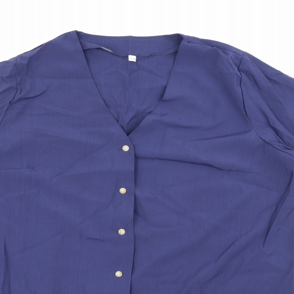 Womens UK Size 16 Preworn Blue Basic Button-Up