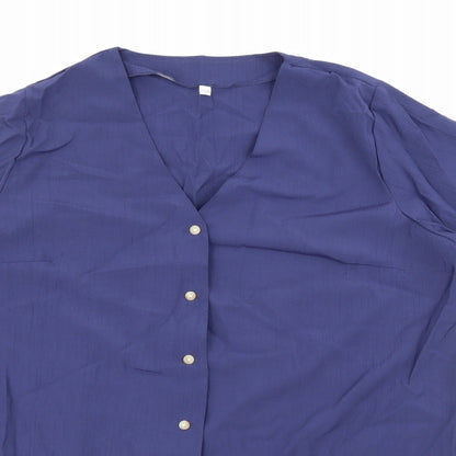 Womens UK Size 16 Preworn Blue Basic Button-Up