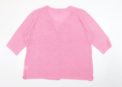 Womens UK Size 22 Michele Hope Pink Cardigan Jumper