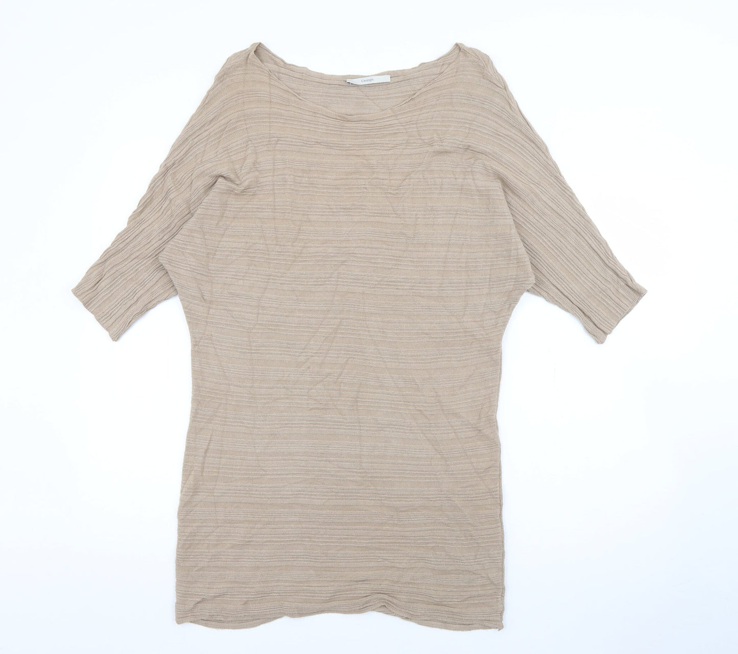 George Womens Beige Boat Neck  Viscose Pullover Jumper Size 8