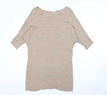 George Womens Beige Boat Neck  Viscose Pullover Jumper Size 8