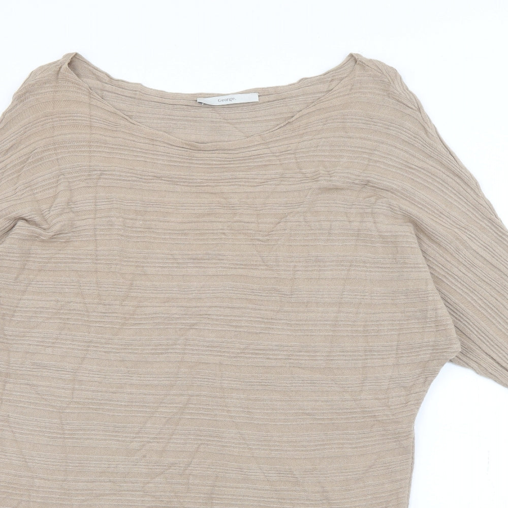 George Womens Beige Boat Neck  Viscose Pullover Jumper Size 8