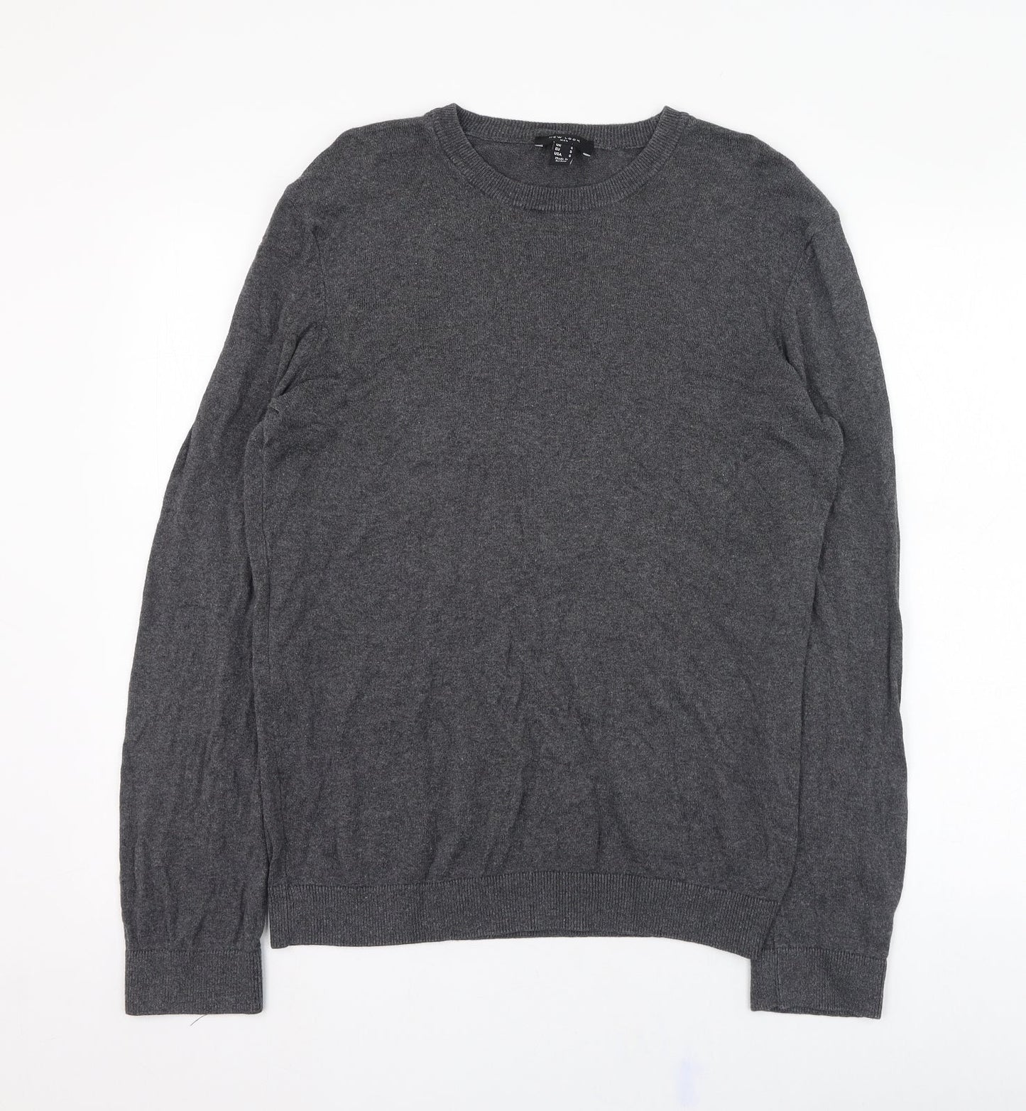 New Look Mens Grey Round Neck  Cotton Pullover Jumper Size S