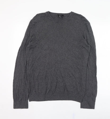 New Look Mens Grey Round Neck  Cotton Pullover Jumper Size S