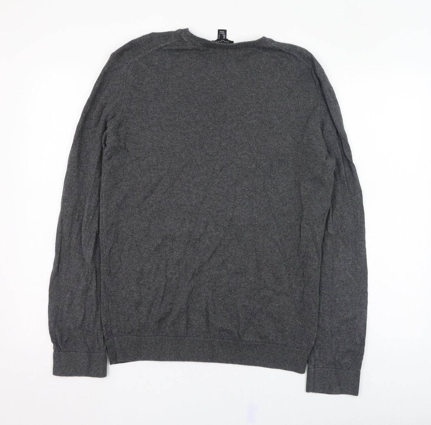 New Look Mens Grey Round Neck  Cotton Pullover Jumper Size S