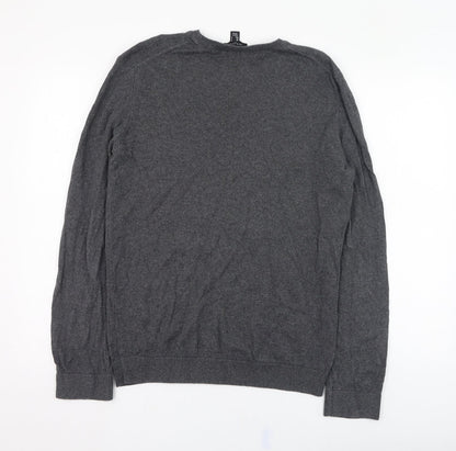 New Look Mens Grey Round Neck  Cotton Pullover Jumper Size S