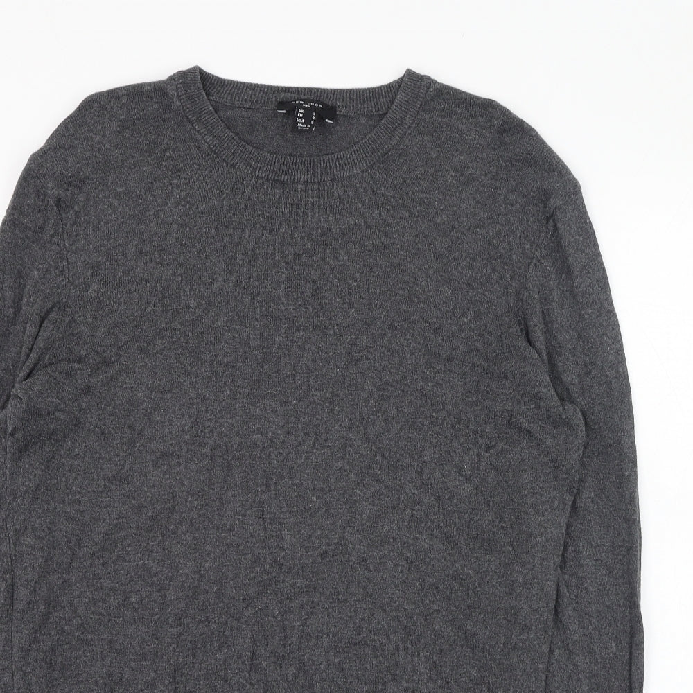 New Look Mens Grey Round Neck  Cotton Pullover Jumper Size S