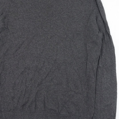 New Look Mens Grey Round Neck  Cotton Pullover Jumper Size S