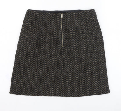 Marks and Spencer Womens Black  Polyester Straight & Pencil Skirt Size 8   Zip