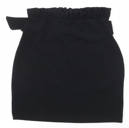 PRETTYLITTLETHING Womens Black  Polyester A-Line Skirt Size 8