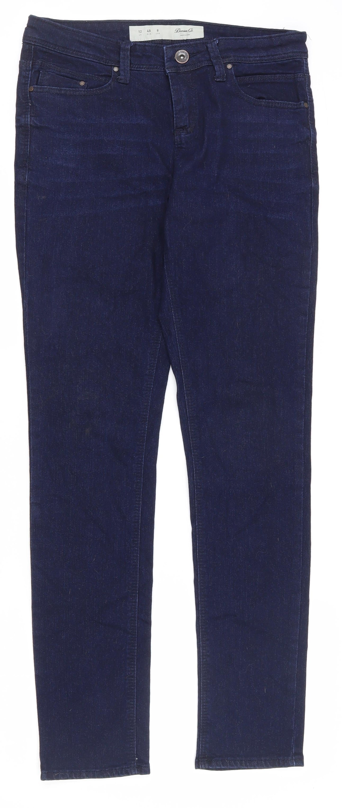 Denim & Co. Womens Blue  Cotton Skinny Jeans Size 12 L30 in Regular Zip