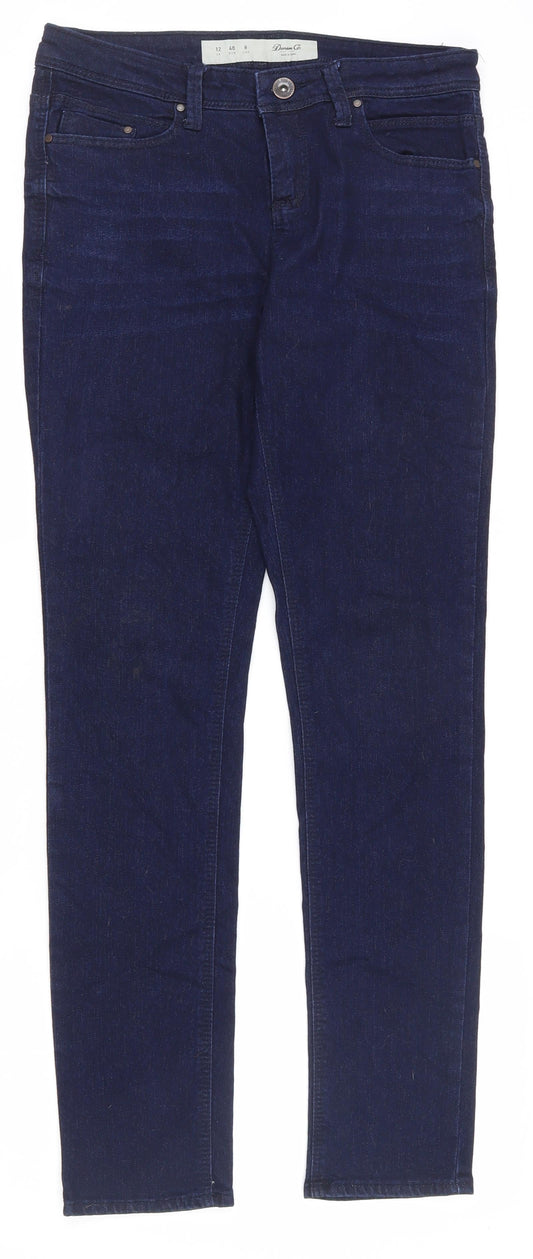 Denim & Co. Womens Blue  Cotton Skinny Jeans Size 12 L30 in Regular Zip