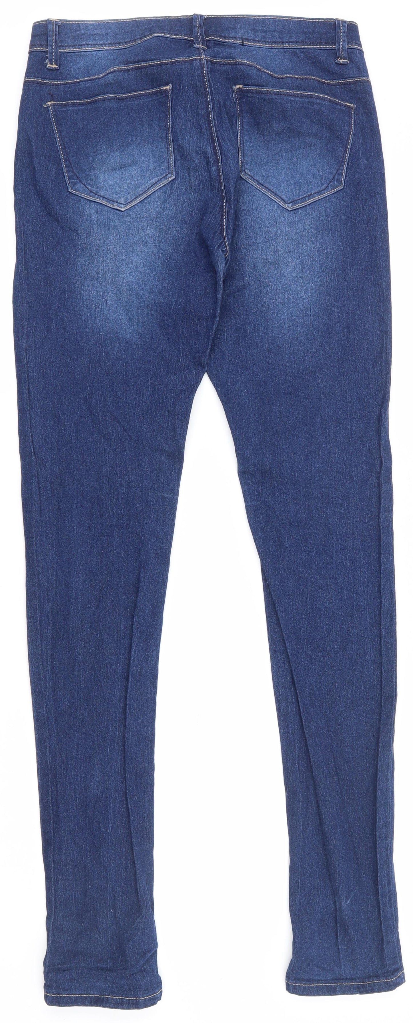 Denim & Co. Womens Blue  Cotton Skinny Jeans Size 12 L32.5 in Regular Zip