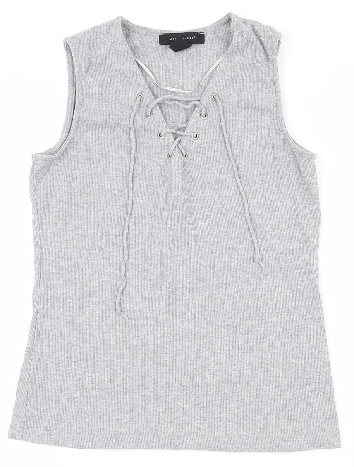 Primark Womens Grey  Polyester Basic Tank Size 6 V-Neck