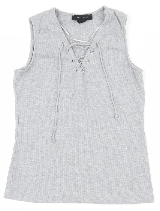 Primark Womens Grey  Polyester Basic Tank Size 6 V-Neck