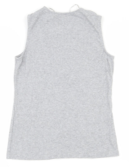 Primark Womens Grey  Polyester Basic Tank Size 6 V-Neck