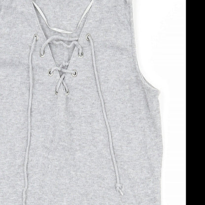 Primark Womens Grey  Polyester Basic Tank Size 6 V-Neck