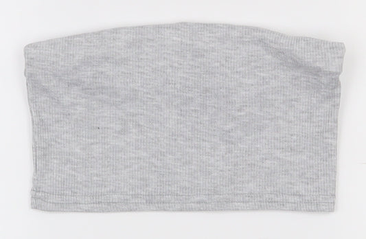 Boohoo Womens Grey  Polyester Basic T-Shirt Size 6 Off the Shoulder - Boob Tube