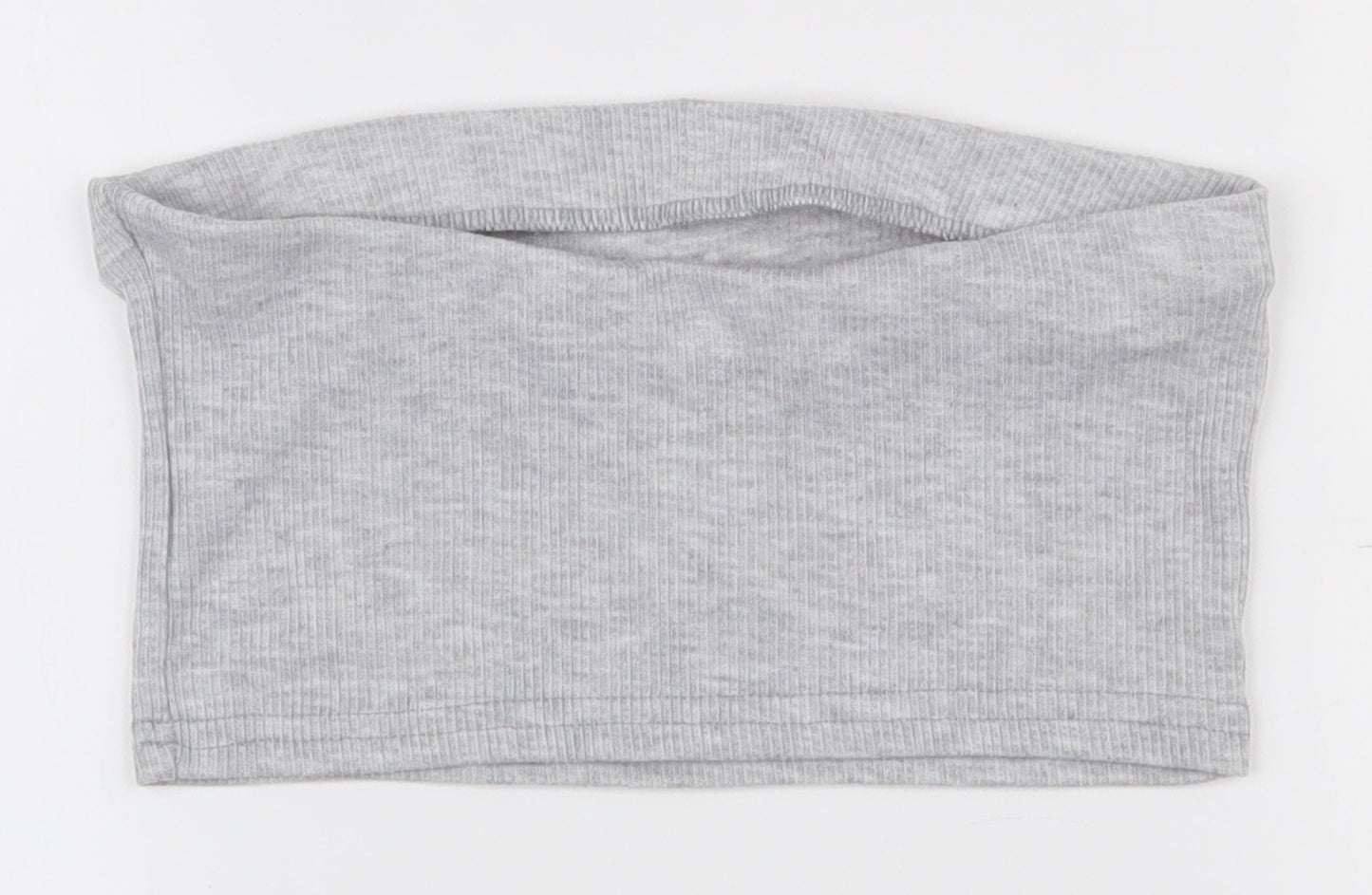 Boohoo Womens Grey  Polyester Basic T-Shirt Size 6 Off the Shoulder - Boob Tube