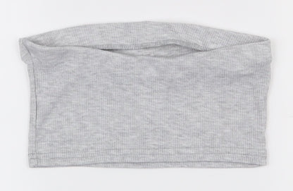 Boohoo Womens Grey  Polyester Basic T-Shirt Size 6 Off the Shoulder - Boob Tube