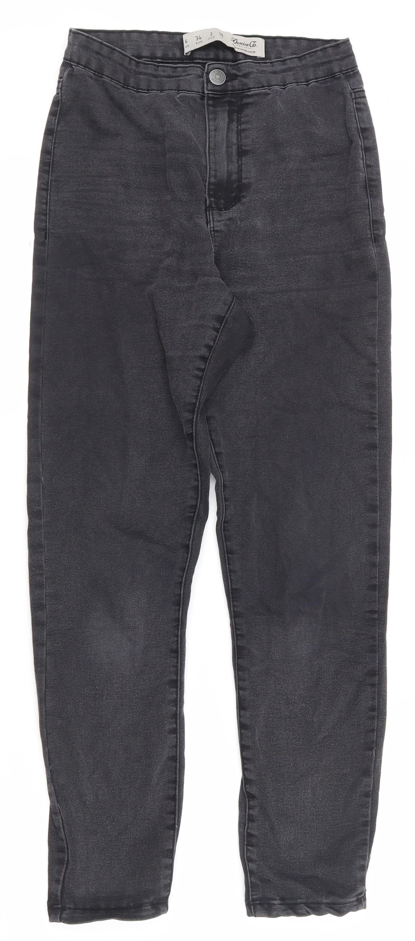 Denim & Co. Womens Black  Cotton Skinny Jeans Size 6 L25.5 in Regular Zip