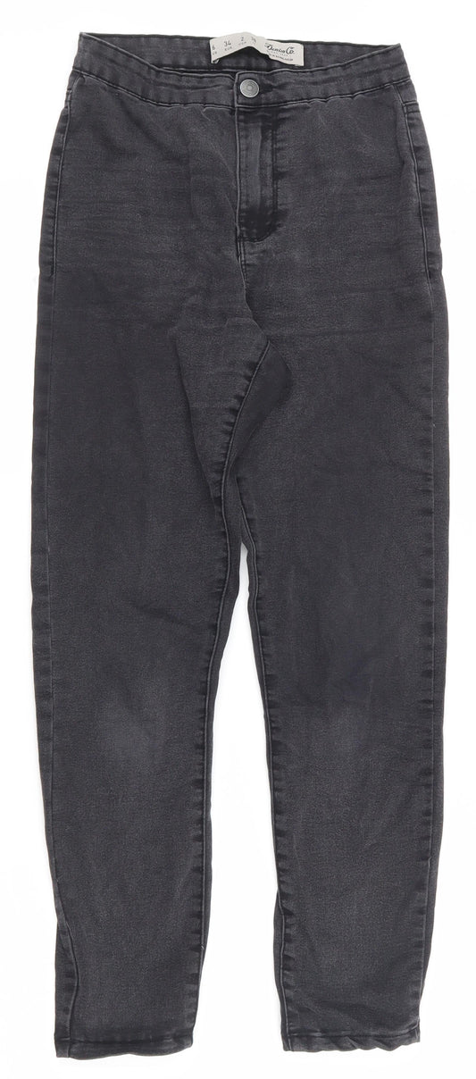 Denim & Co. Womens Black  Cotton Skinny Jeans Size 6 L25.5 in Regular Zip