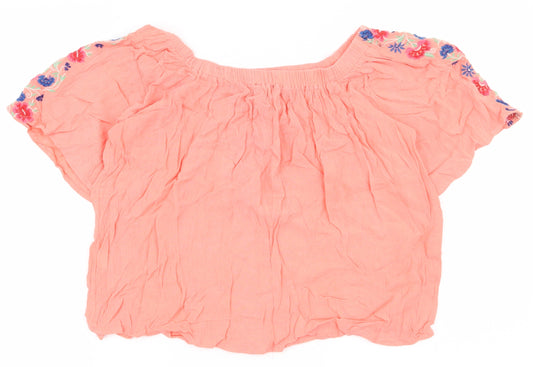 Atmosphere Womens Pink  Viscose Cropped T-Shirt Size 4 Off the Shoulder