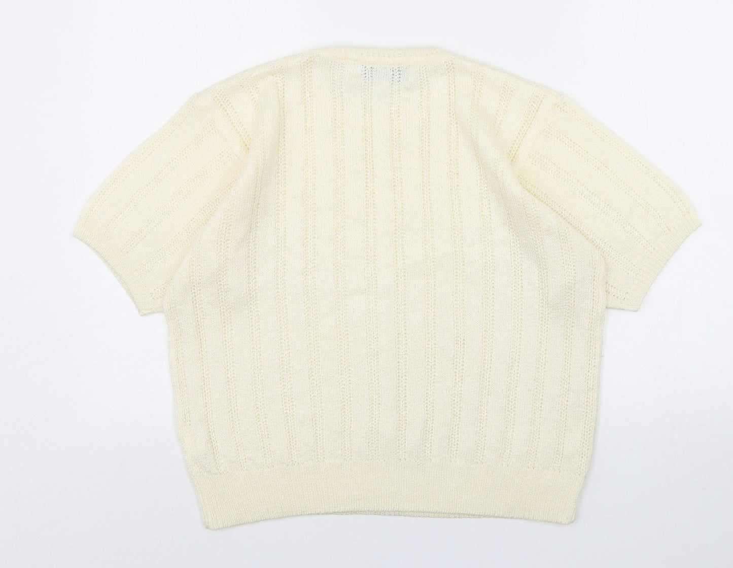 Compliments Womens Beige Round Neck  Acrylic Pullover Jumper Size 14