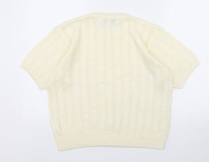 Compliments Womens Beige Round Neck  Acrylic Pullover Jumper Size 14