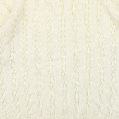 Compliments Womens Beige Round Neck  Acrylic Pullover Jumper Size 14