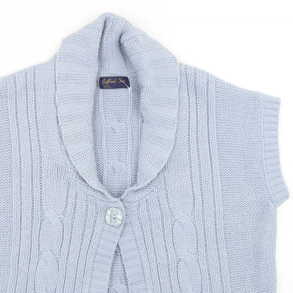 Gifford Fox Womens Blue V-Neck  Acrylic Cardigan Jumper Size 12