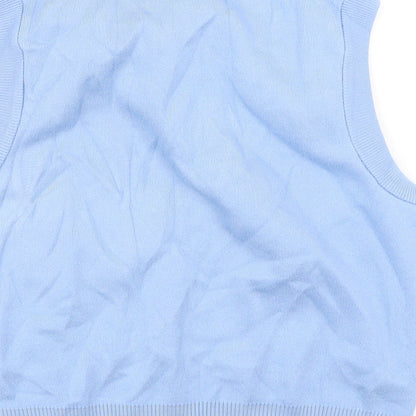 Primark Womens Blue V-Neck Argyle/Diamond Viscose Cardigan Jumper Size 10