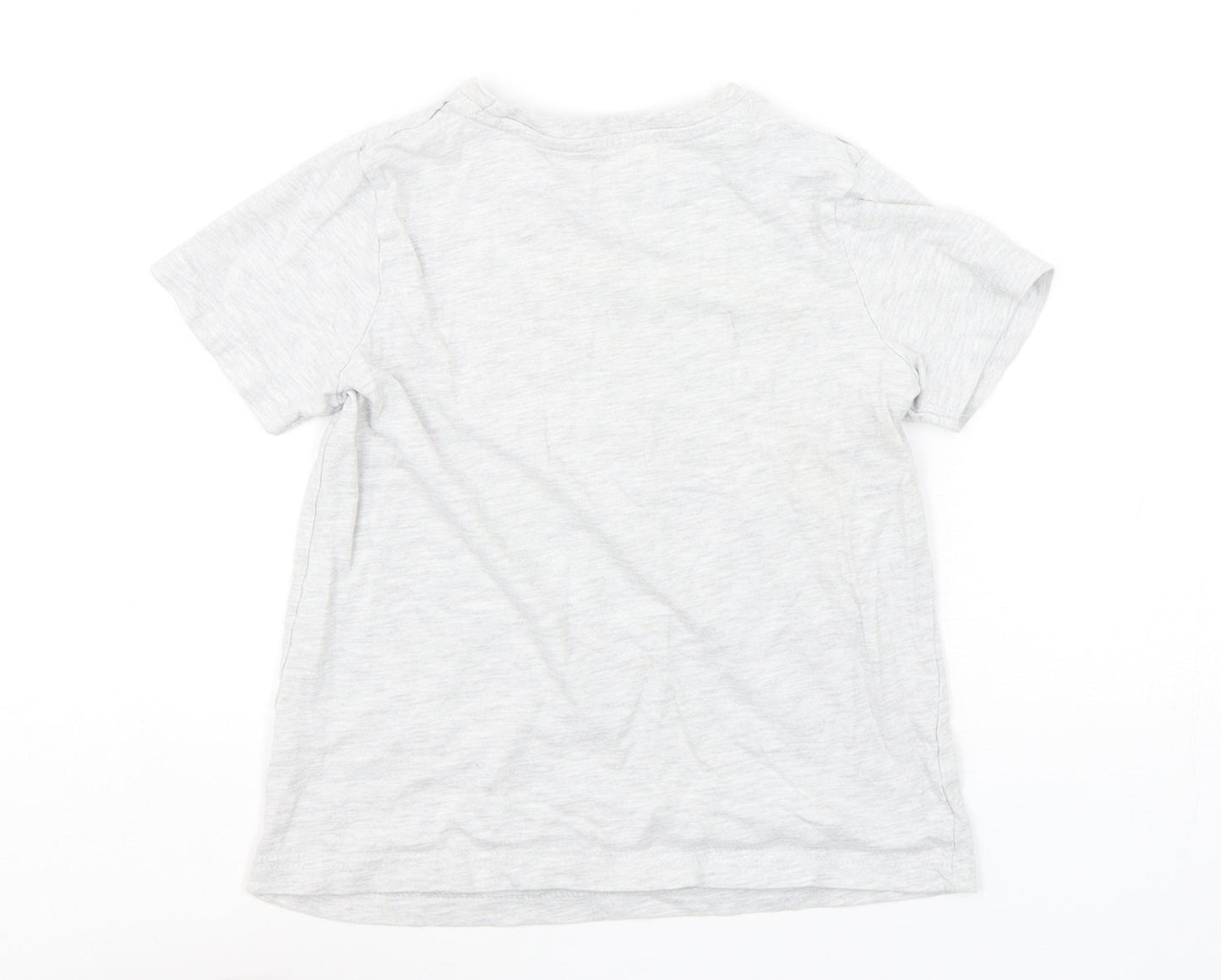 Primark Boys Grey  Cotton Basic T-Shirt Size 5-6 Years Round Neck  - Roar-some