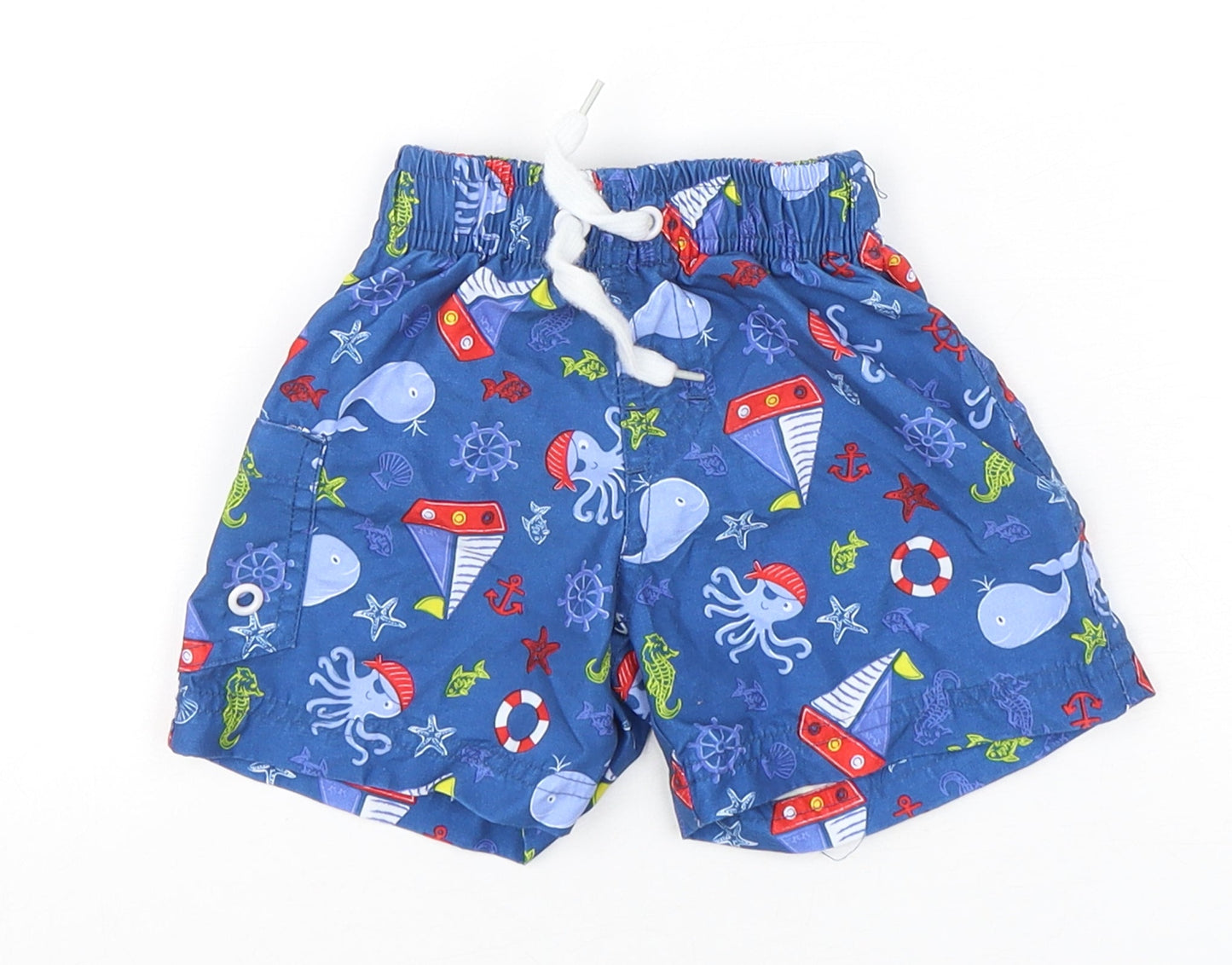 St Bernard Boys Multicoloured Geometric Polyester Sweatpants Trousers Size 9-12 Months   - Nautical Swim Shorts