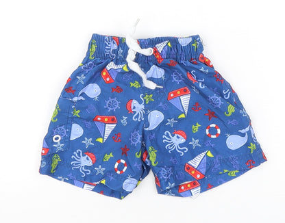 St Bernard Boys Multicoloured Geometric Polyester Sweatpants Trousers Size 9-12 Months   - Nautical Swim Shorts