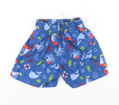 St Bernard Boys Multicoloured Geometric Polyester Sweatpants Trousers Size 9-12 Months   - Nautical Swim Shorts