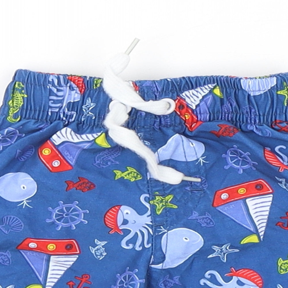 St Bernard Boys Multicoloured Geometric Polyester Sweatpants Trousers Size 9-12 Months   - Nautical Swim Shorts