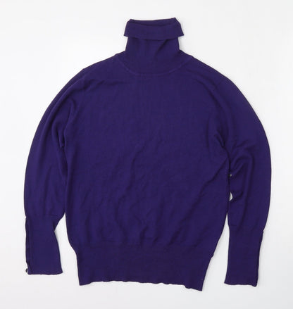 First Avenue Womens Purple Roll Neck  Viscose Pullover Jumper Size M