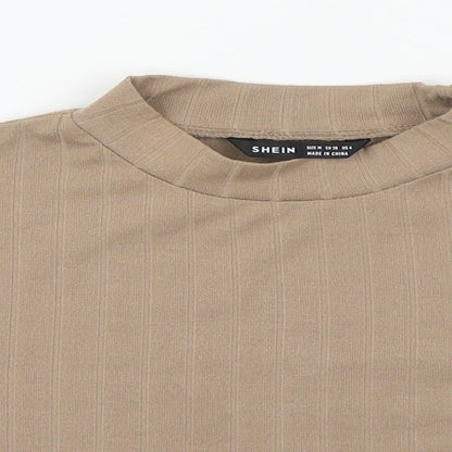 Womens UK Size M Shien Brown Basic T-Shirt