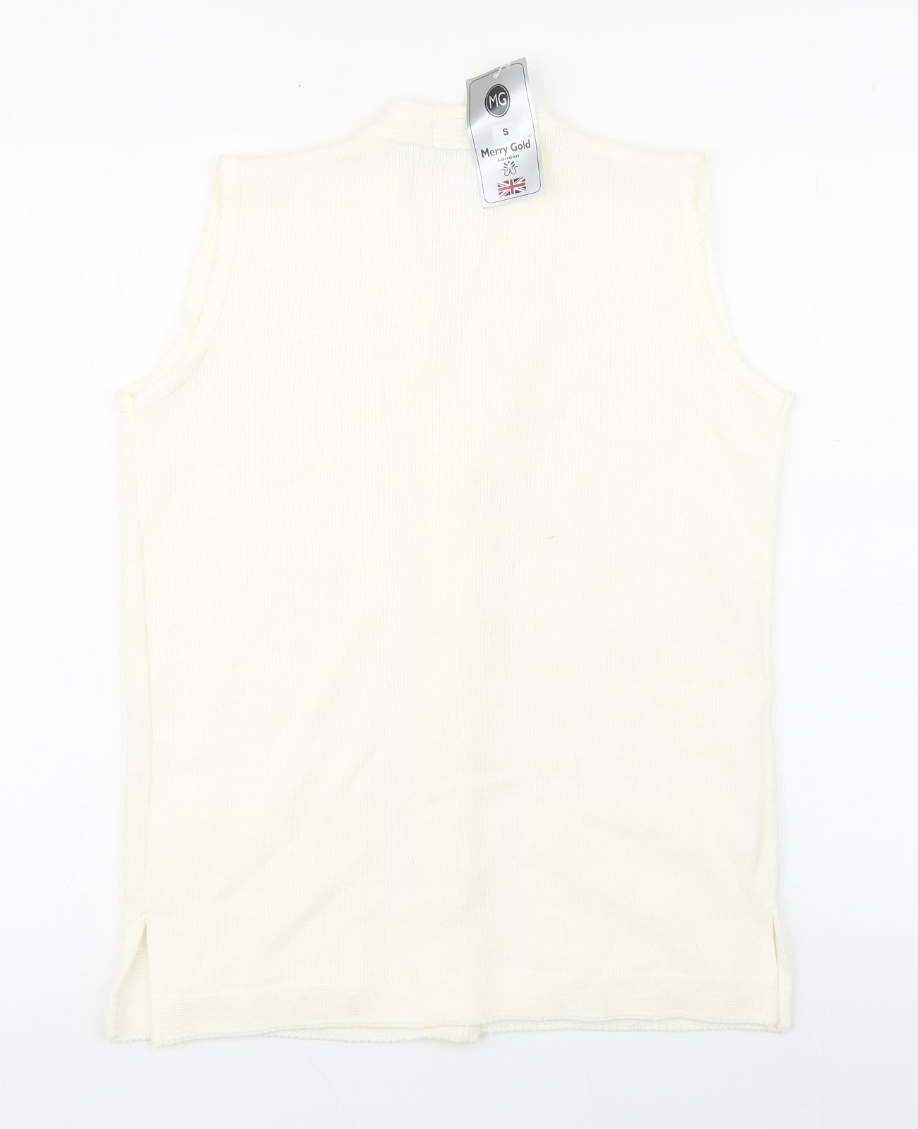 Womens UK Size S Merry Gold Ivory Vest Jumper