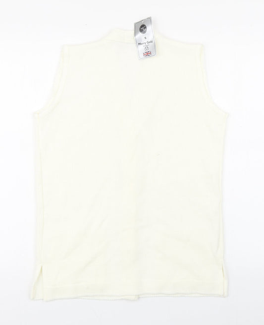 Womens UK Size S Merry Gold Ivory Vest Jumper