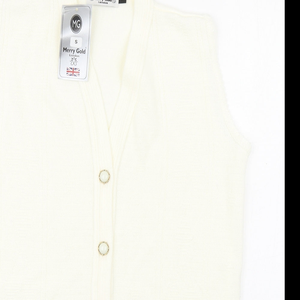 Womens UK Size S Merry Gold Ivory Vest Jumper
