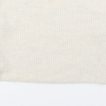 H&M Girls White Scoop Neck  Acrylic Pullover Jumper Size 8-9 Years  Pullover