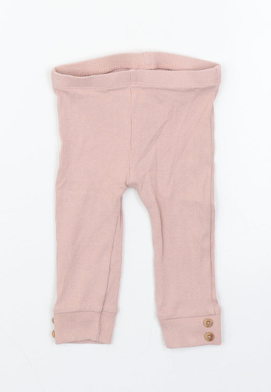 TU Girls Pink  Cotton Jogger Leggings Size 6-9 Months