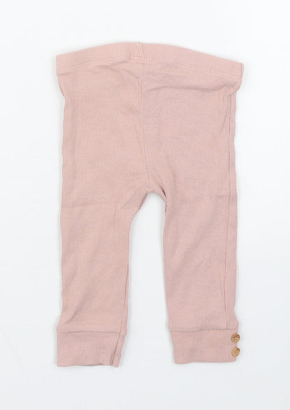 TU Girls Pink  Cotton Jogger Leggings Size 6-9 Months