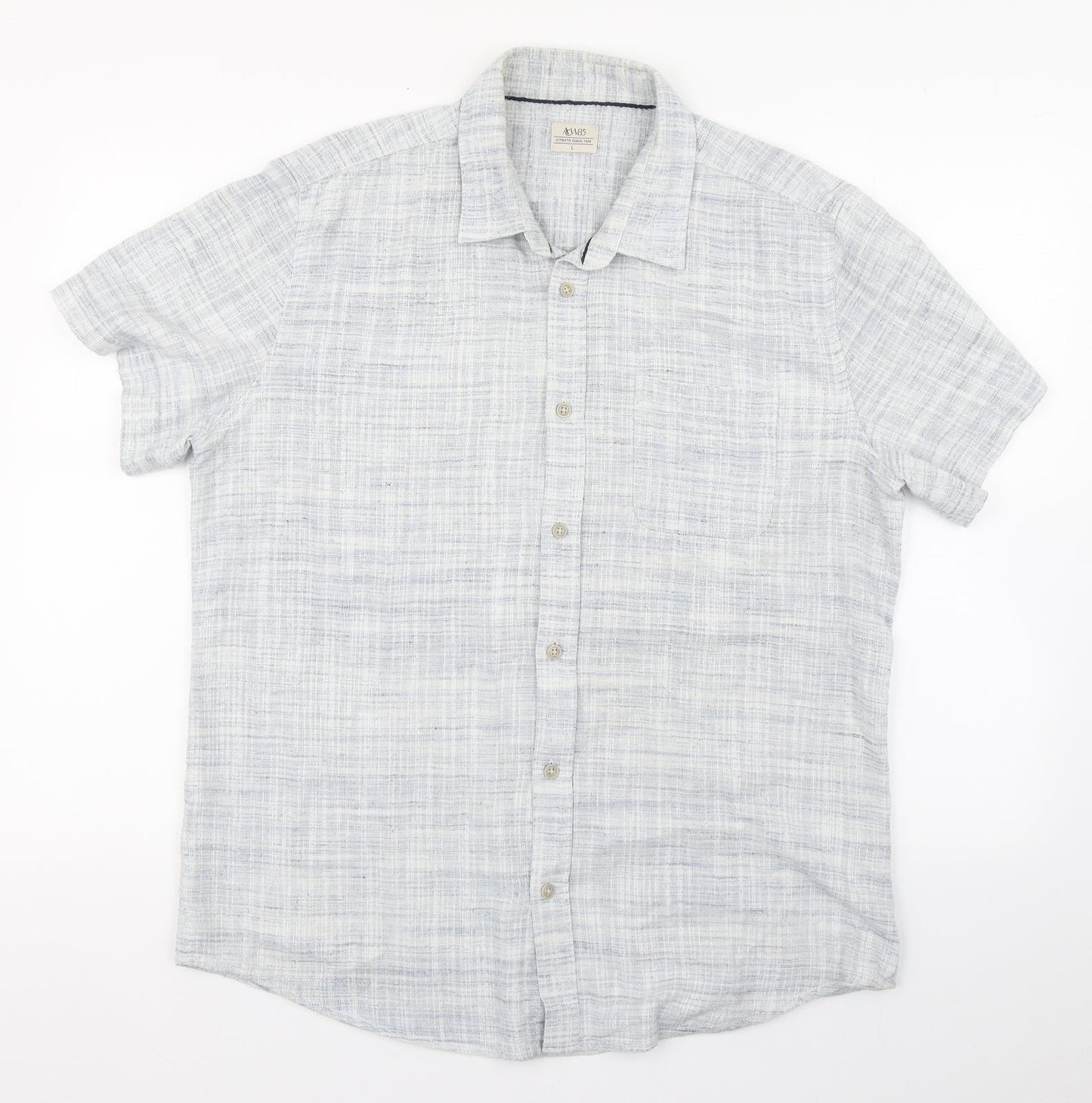 Authentic Casual Wear Mens Blue  Polyester  Button-Up Size L Collared Button