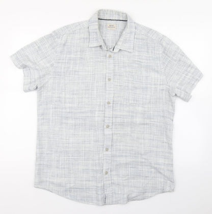 Authentic Casual Wear Mens Blue  Polyester  Button-Up Size L Collared Button