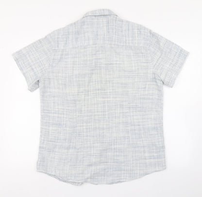 Authentic Casual Wear Mens Blue  Polyester  Button-Up Size L Collared Button