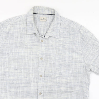 Authentic Casual Wear Mens Blue  Polyester  Button-Up Size L Collared Button