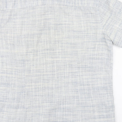 Authentic Casual Wear Mens Blue  Polyester  Button-Up Size L Collared Button